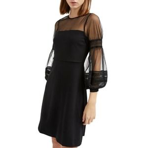 French Connection Women's Paulette Puff-Sleeve Fit & Flare Dress Black Size 6